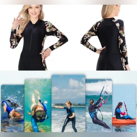 NEW DEHAI Dive Skins Thin Wetsuit Dive Suit Rash Guard Long Sleeve UV Women’s L - Picture 6 of 12